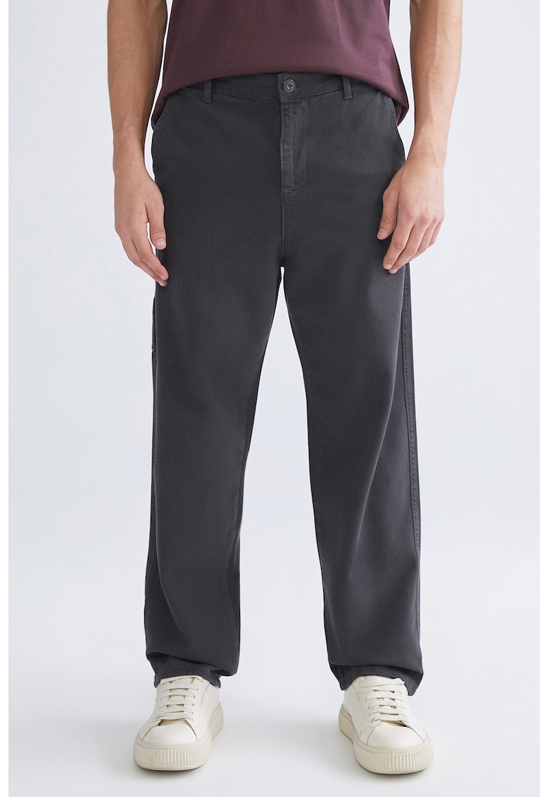 Blugi cu talie medie si croiala dreapta - Gri antracit