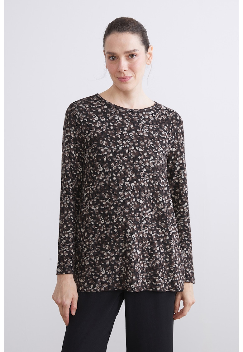 Bluza cu imprimeu si decolteu la baza gatului