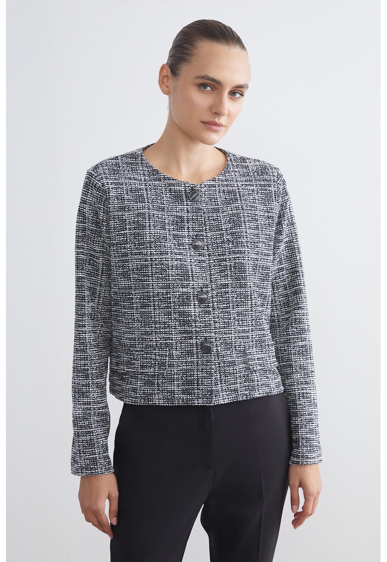 Sacou din tuid cu decolteu la baza gatului