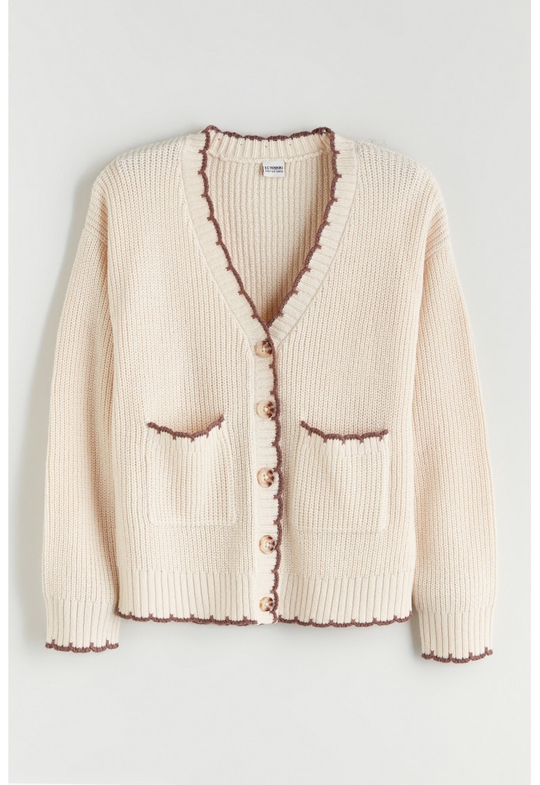 Cardigan tricotat cu buzunare laterale