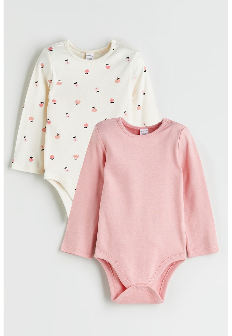 Set de body-uri din bumbac cu maneci lungi - 3 piese