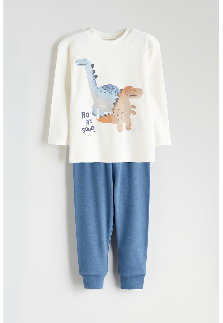 Pijama din bumbac cu design grafic