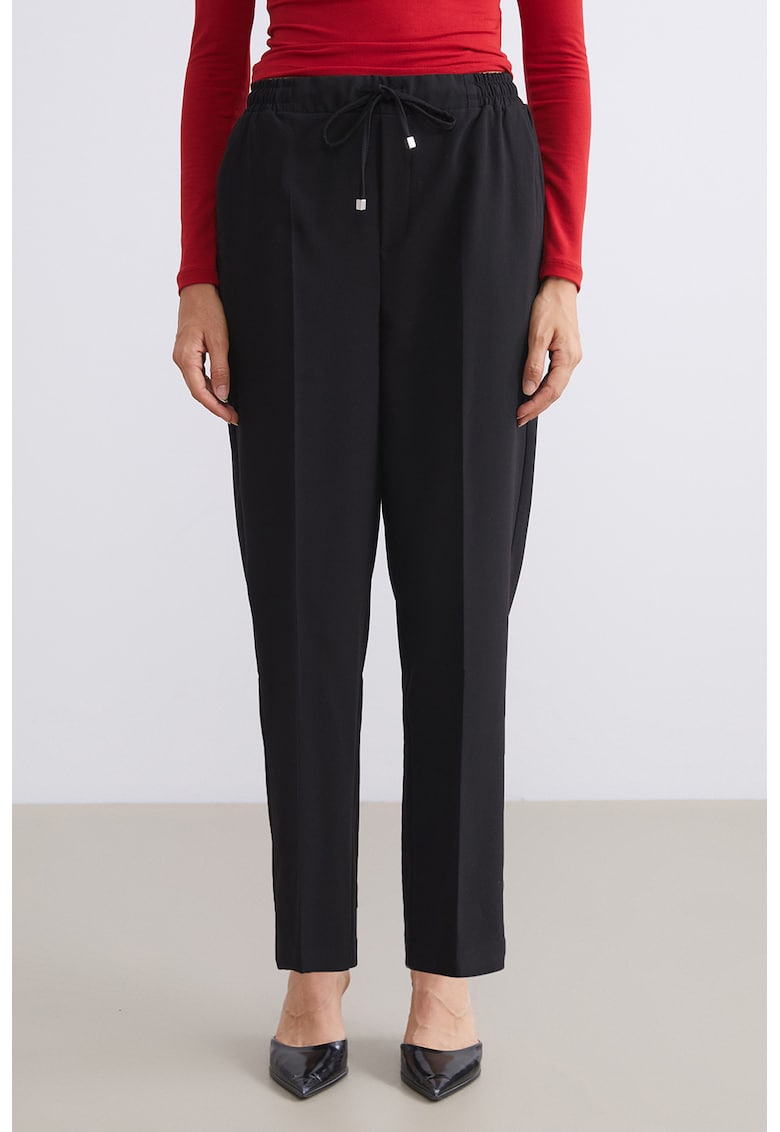 Pantaloni conici cu talie elastica - Negru
