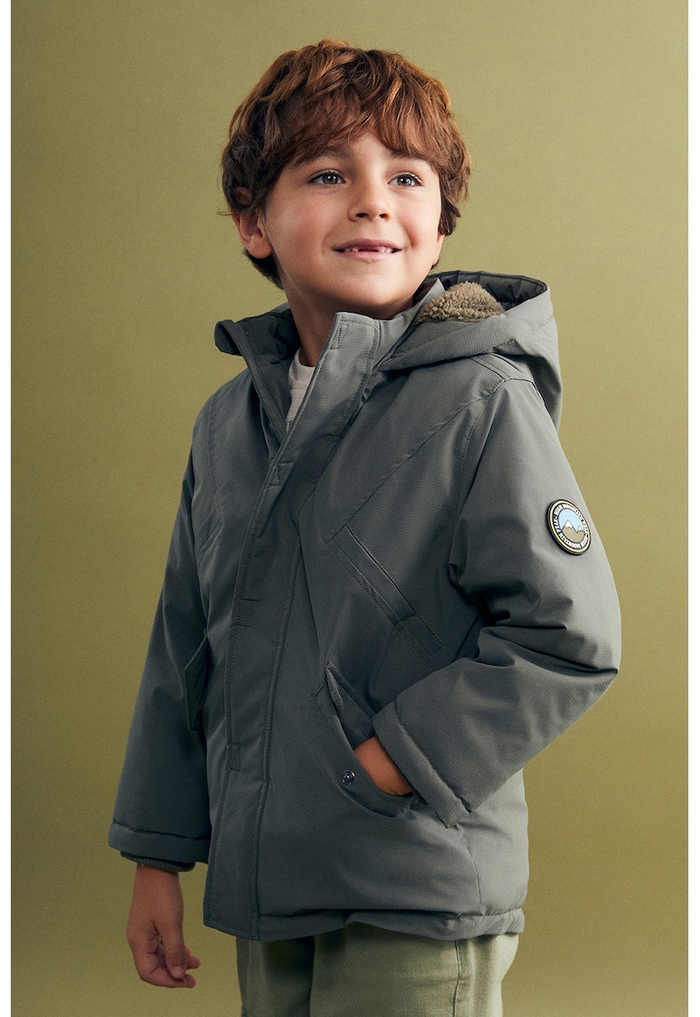 Geaca cu captuseala din material teddy si fermoar