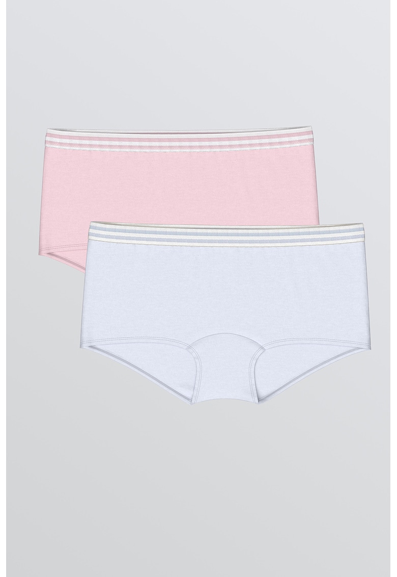 Set de chiloti din amestec de bumbac cu model uni - 2 perechi