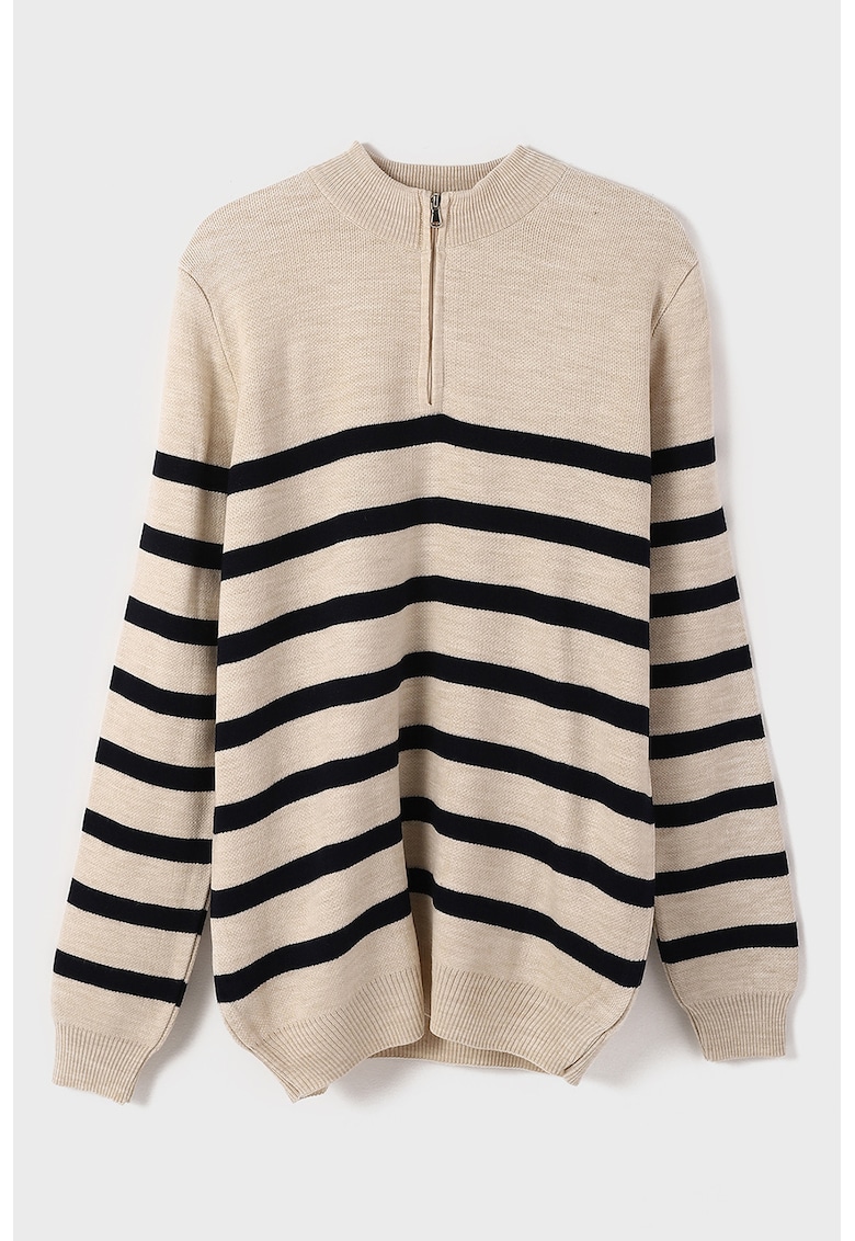 Pulover de bumbac cu fenta cu fermoar