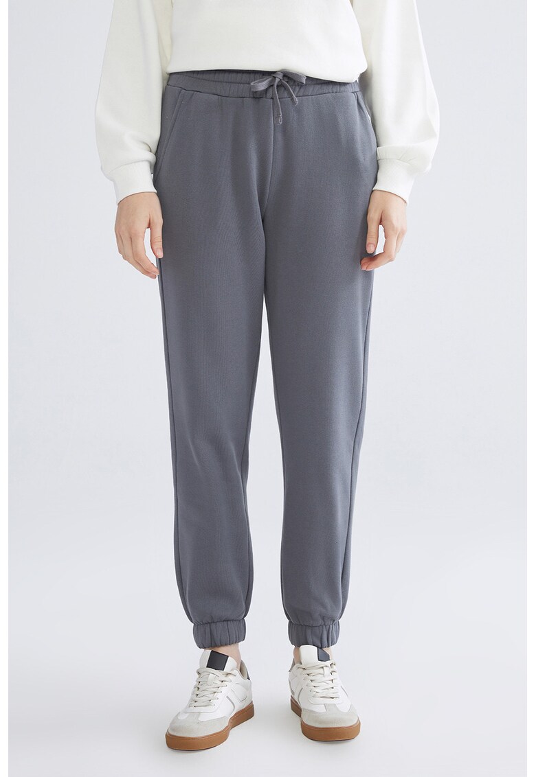 Pantaloni de trening conici uni - Gri inchis