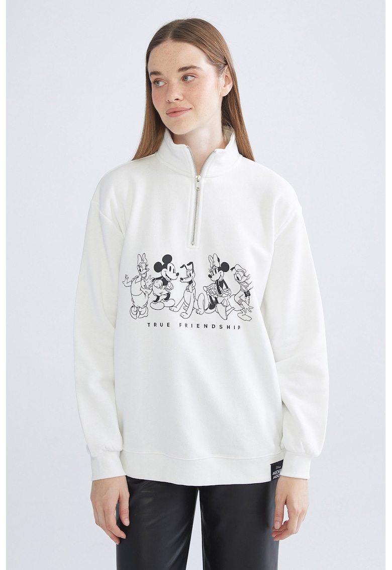 Bluza de trening cu maneci cazute si imprimeu