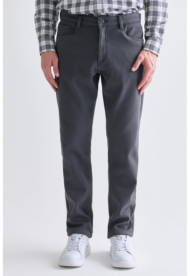 Pantaloni drepti cu model uni