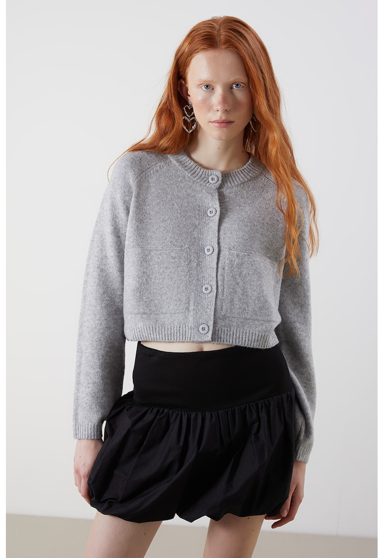 Cardigan crop din amestec de lana