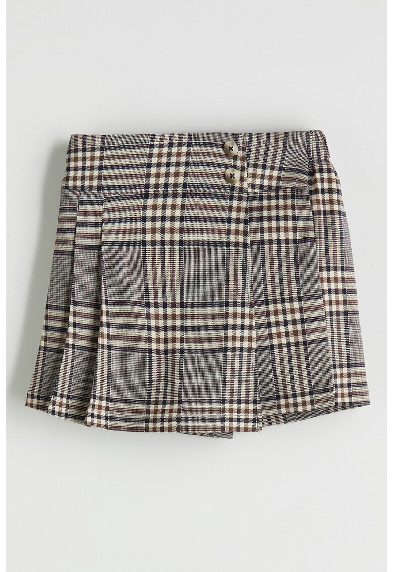 Fusta-pantalon in carouri cu talie medie