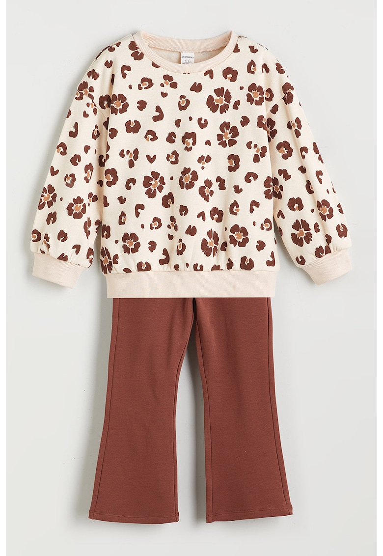 Set de bluza de trening cu animal print si colanti evazati