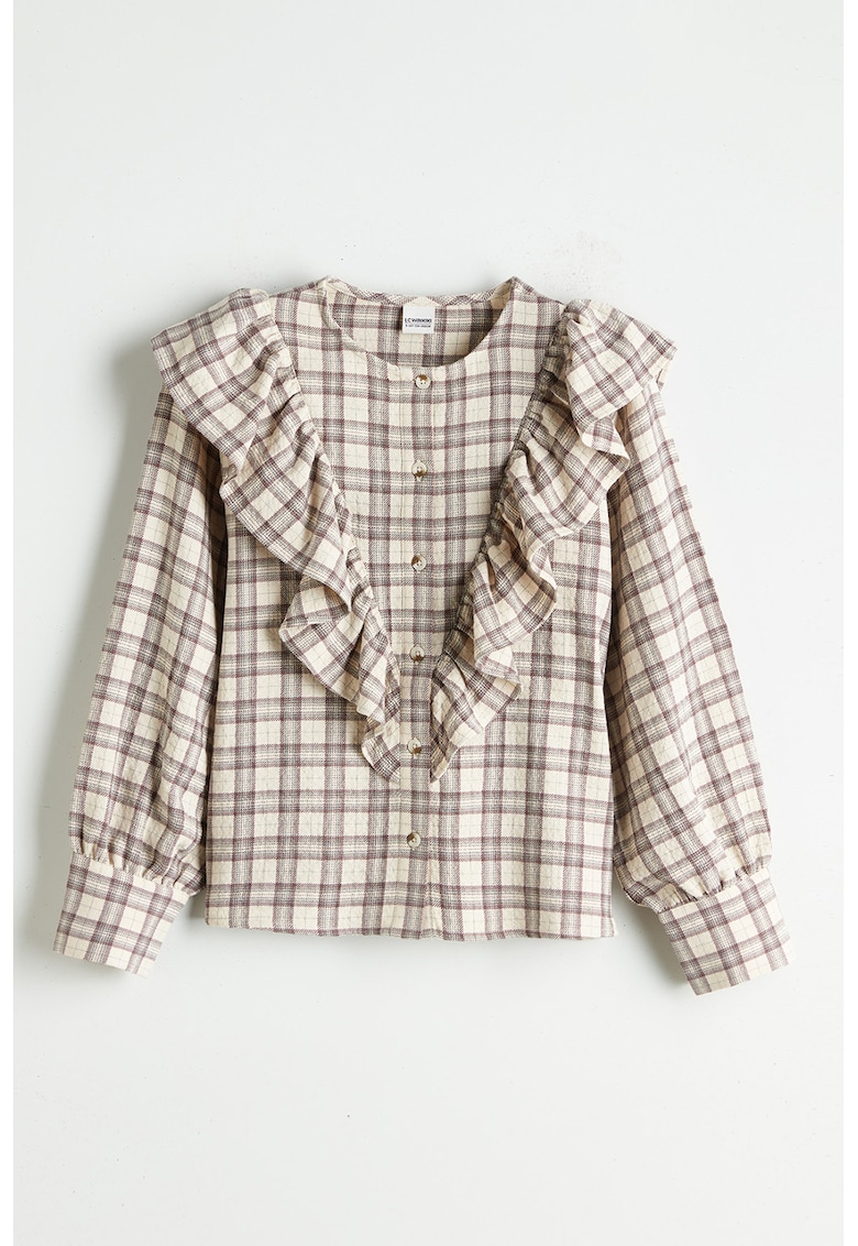 Camasa regular fit in carouri - Rosu stins/Bej deschis