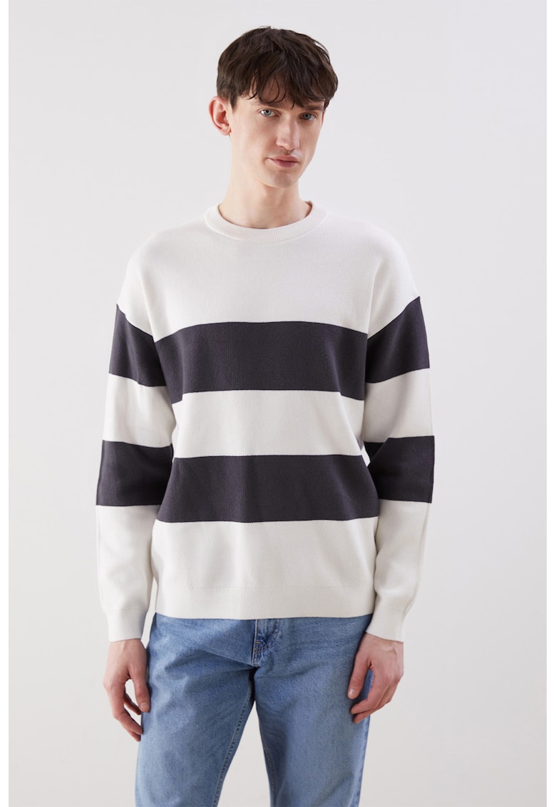 Pulover de bumbac cu dungi