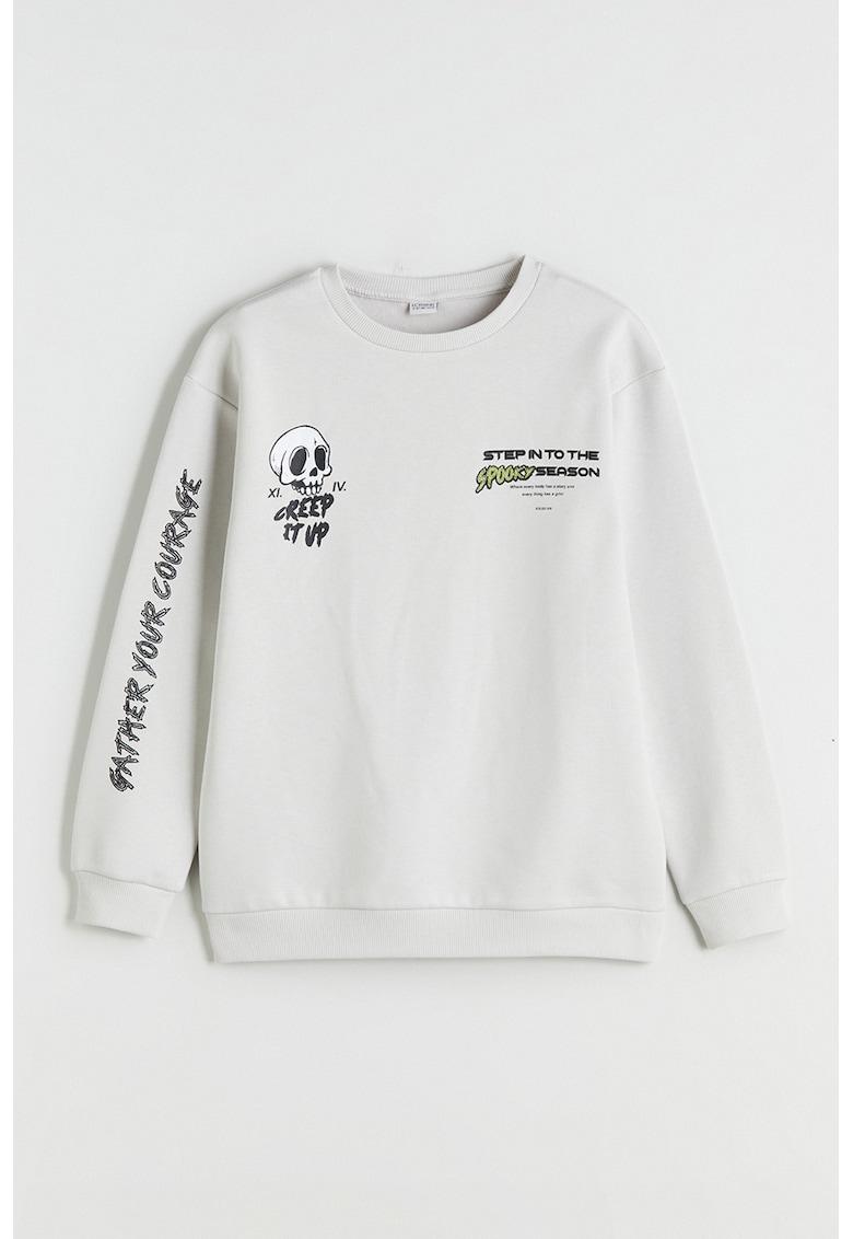 Bluza de trening cu decolteu la baza gatului si imprimeu