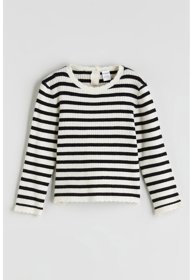 Bluza in dungi cu decolteu la baza gatului