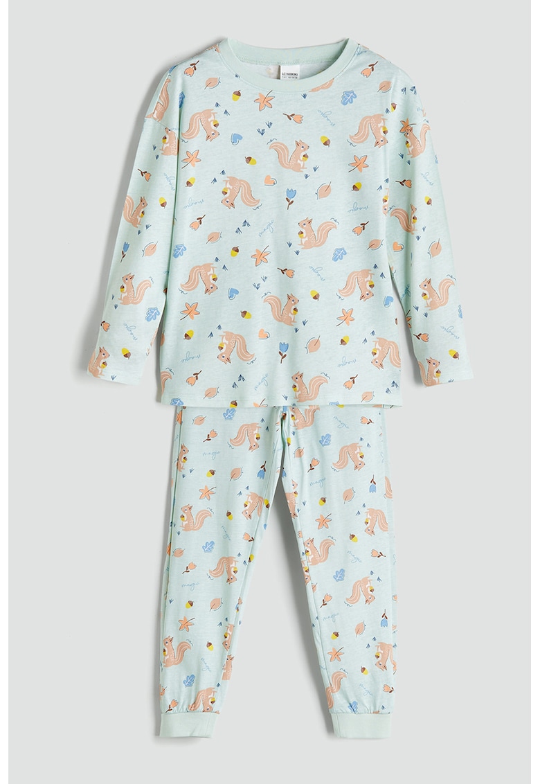 Pijama lunga cu decolteu la baza gatului