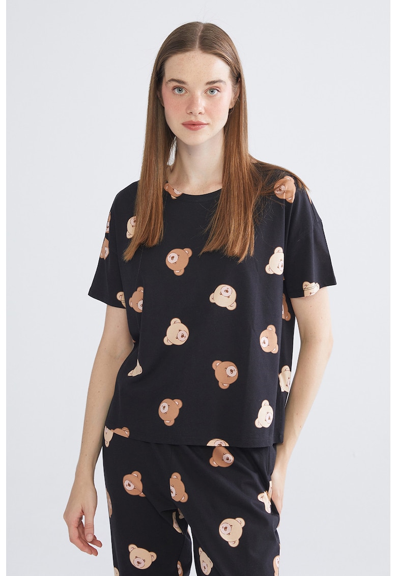 Pijama cu pantaloni lungi si model ursulet