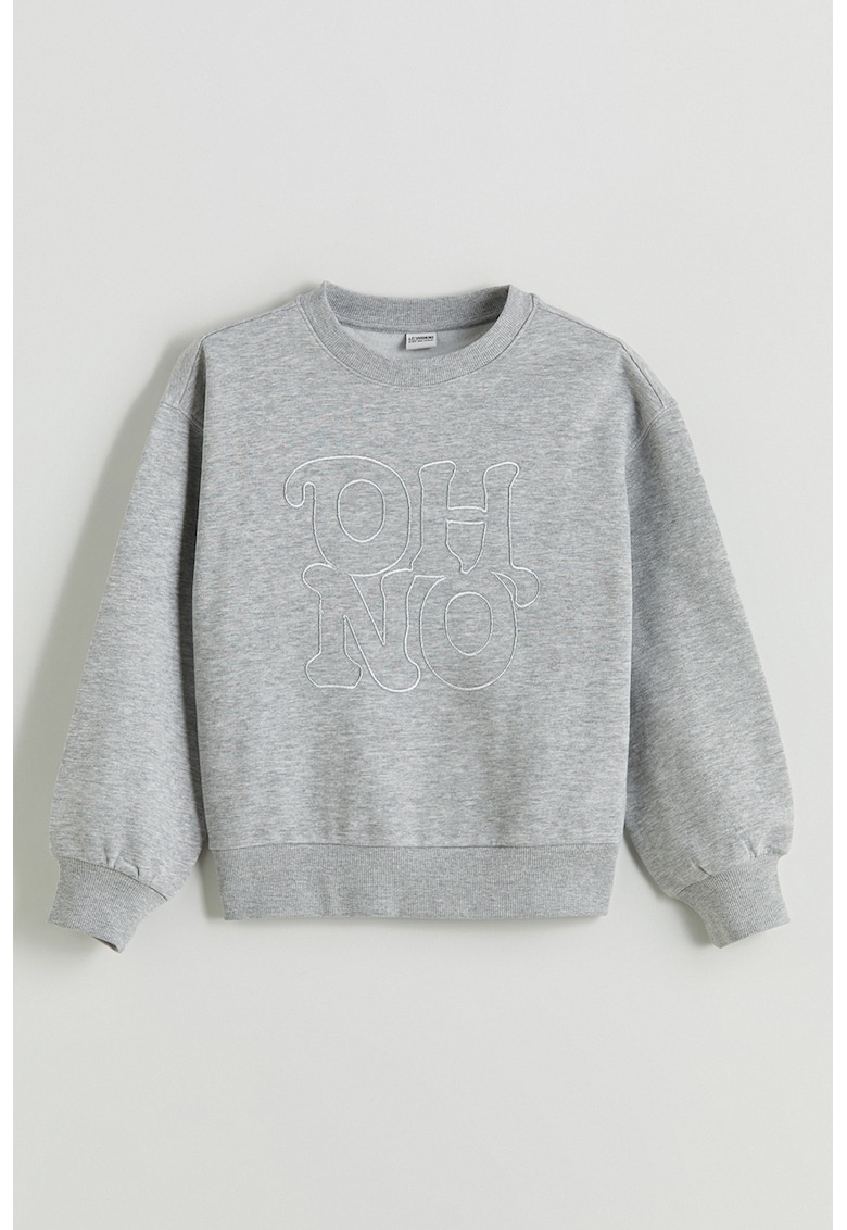 Bluza de trening cu imprimeu text - Gri melange