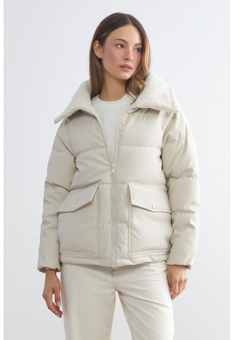 Geaca cu vatelina - Alb fildes