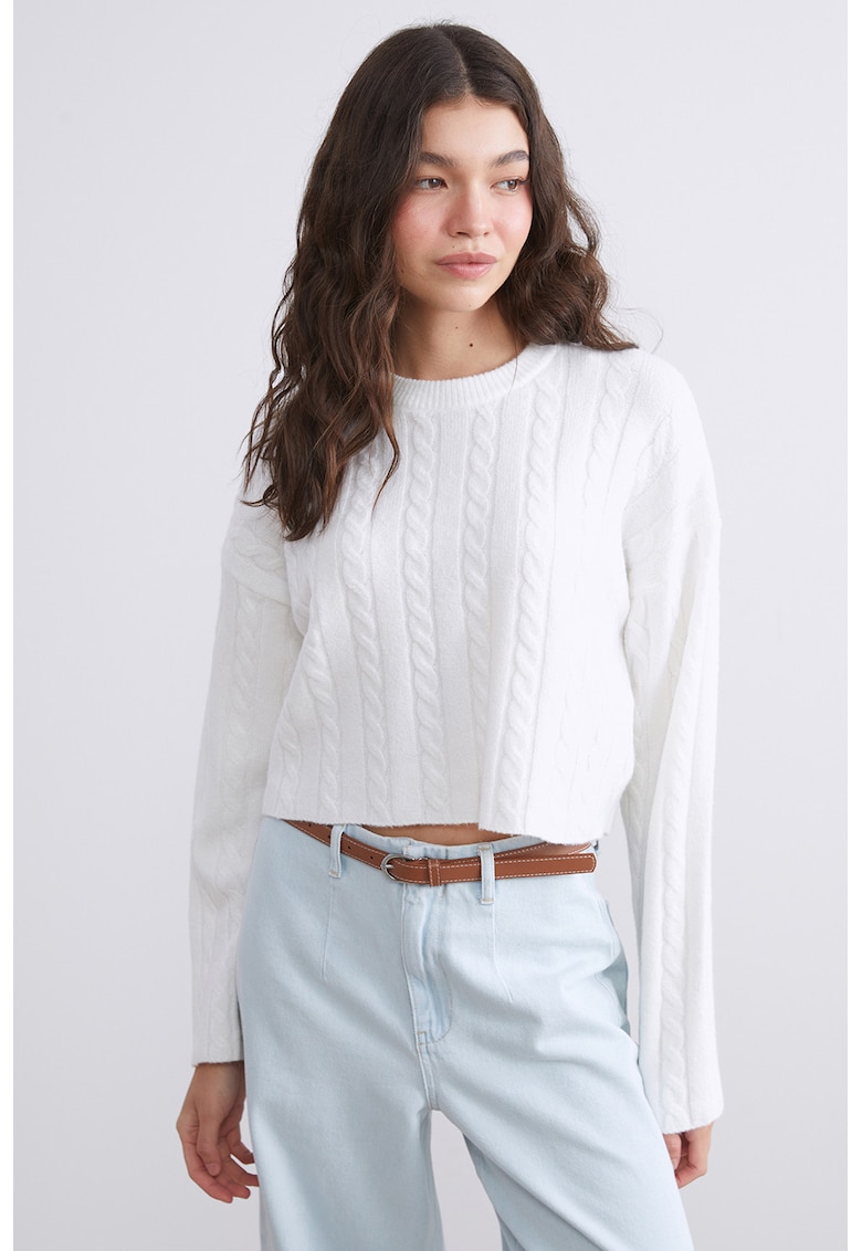 Pulover crop cu model torsade