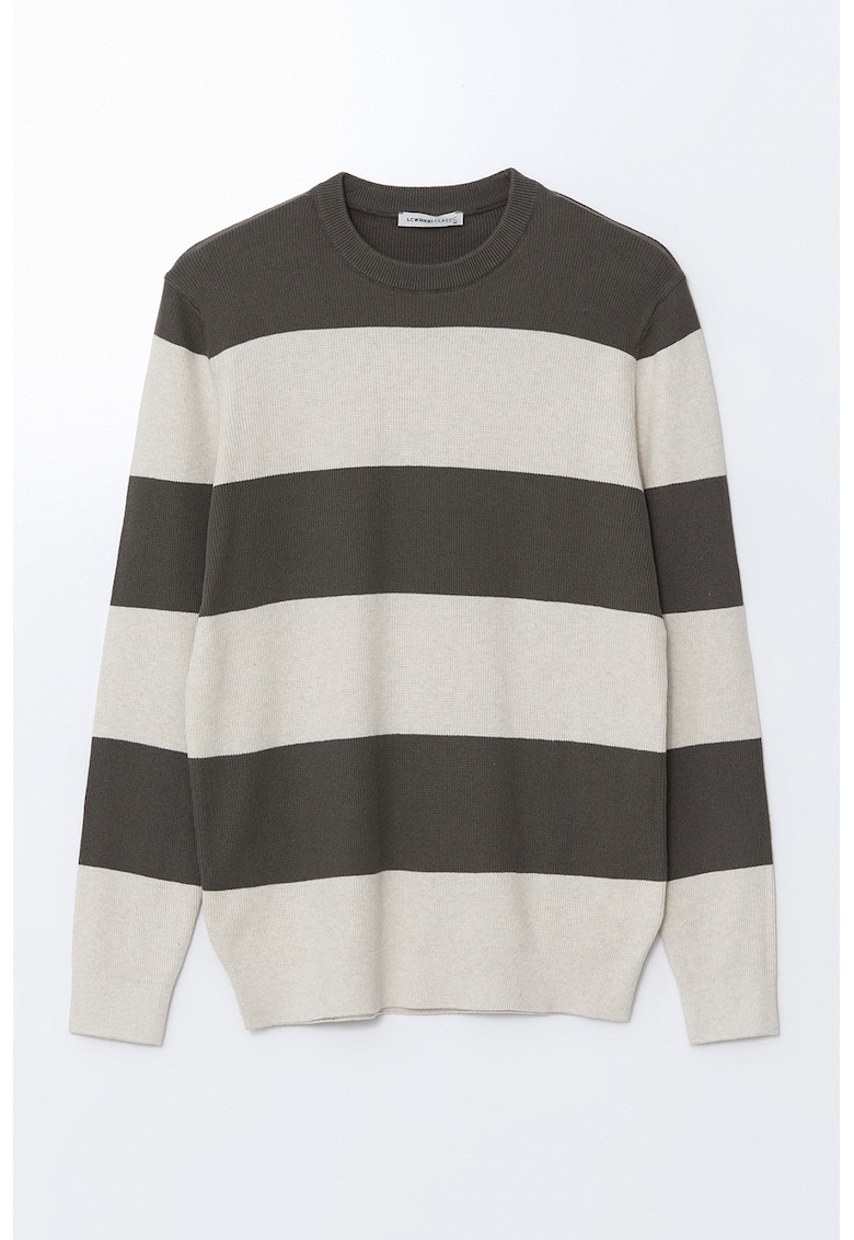 Pulover cu model in dungi si aspect texturat