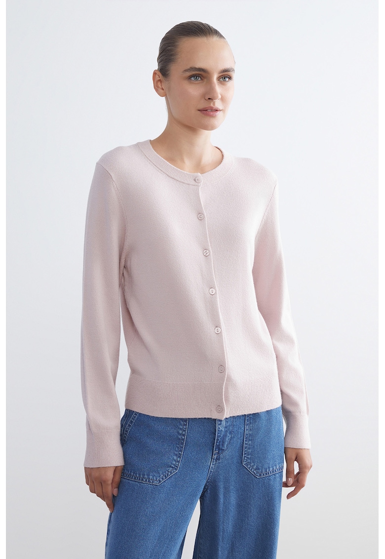 Cardigan cu nasturi si decolteu la baza gatului