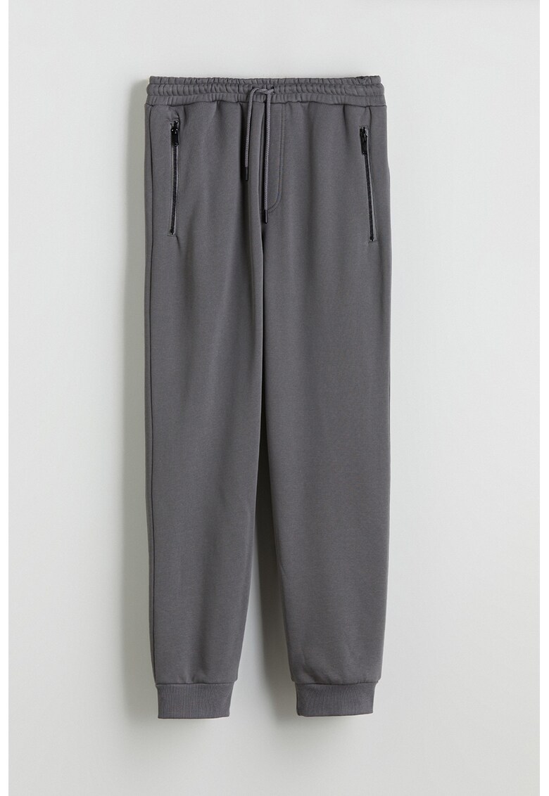 Pantaloni slim fit de trening cu captuseala calduroasa - Gri inchis