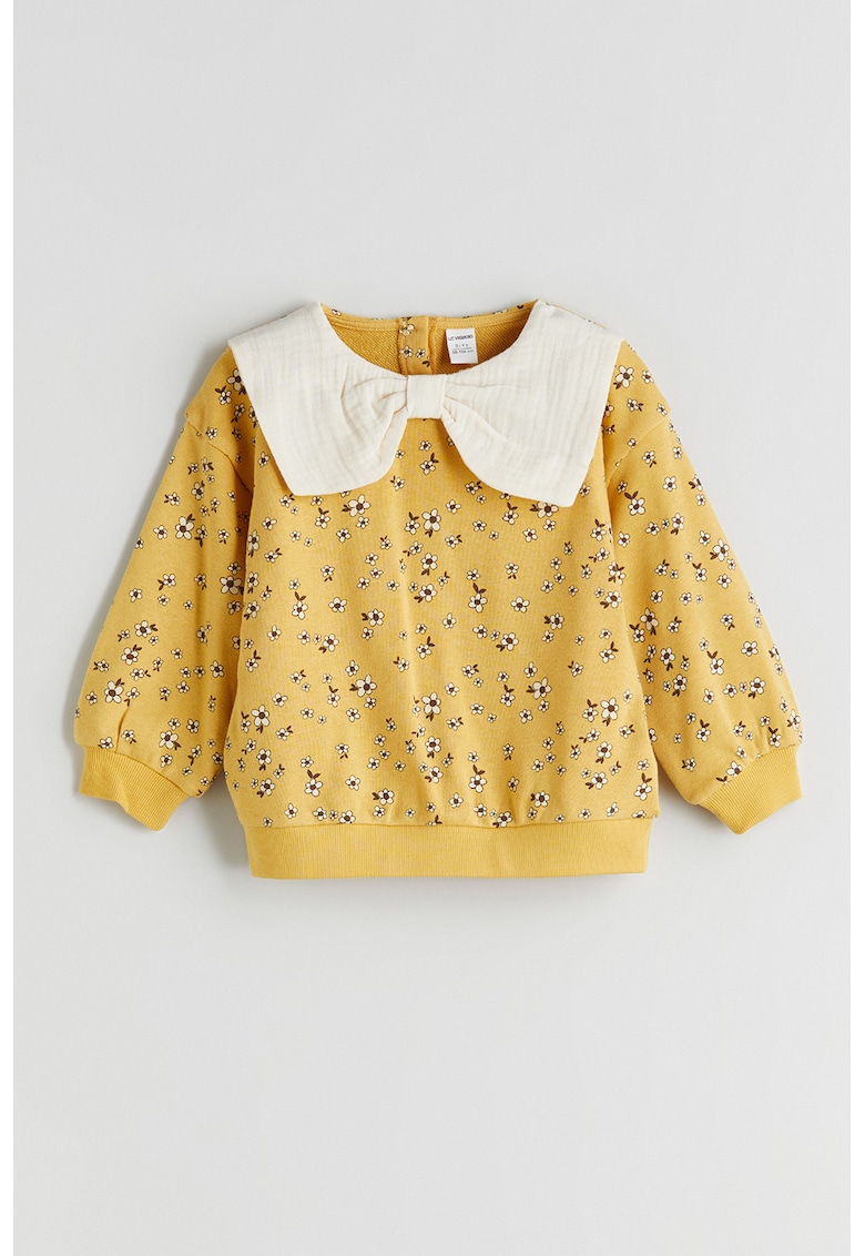 Bluza de trening cu model floral si funda