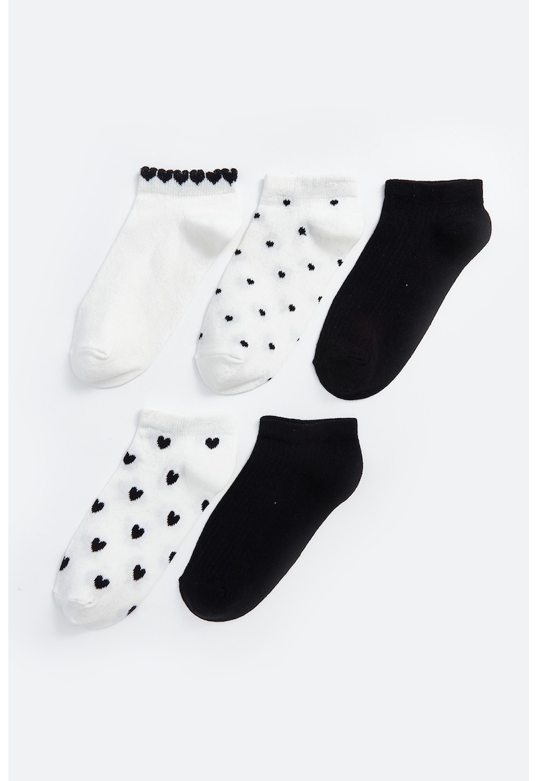 Set de sosete uni si cu model - 5 perechi