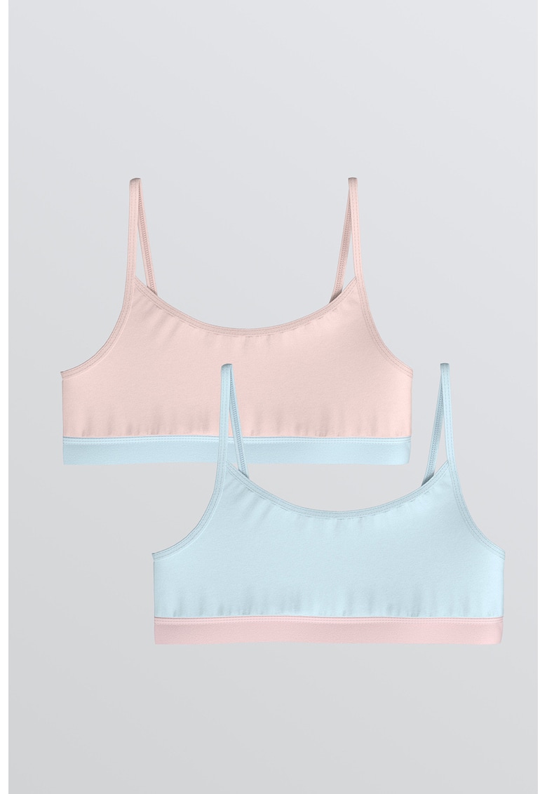 Set de bustiere din amestec de bumbac cu bretele inguste - 2 Piese