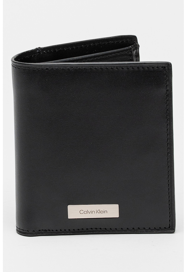 CALVIN KLEIN Кожен портфейл с тройно прегъване - Черен