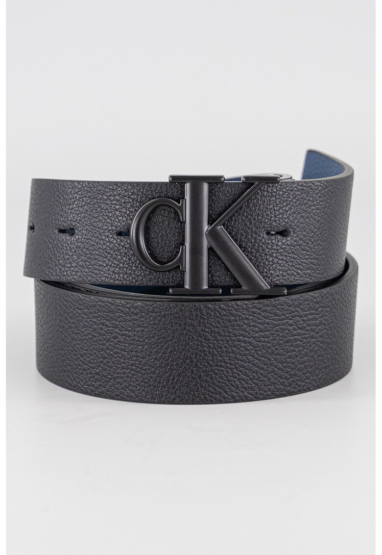 Curea din amestec de piele - Negru/Albastru inchis