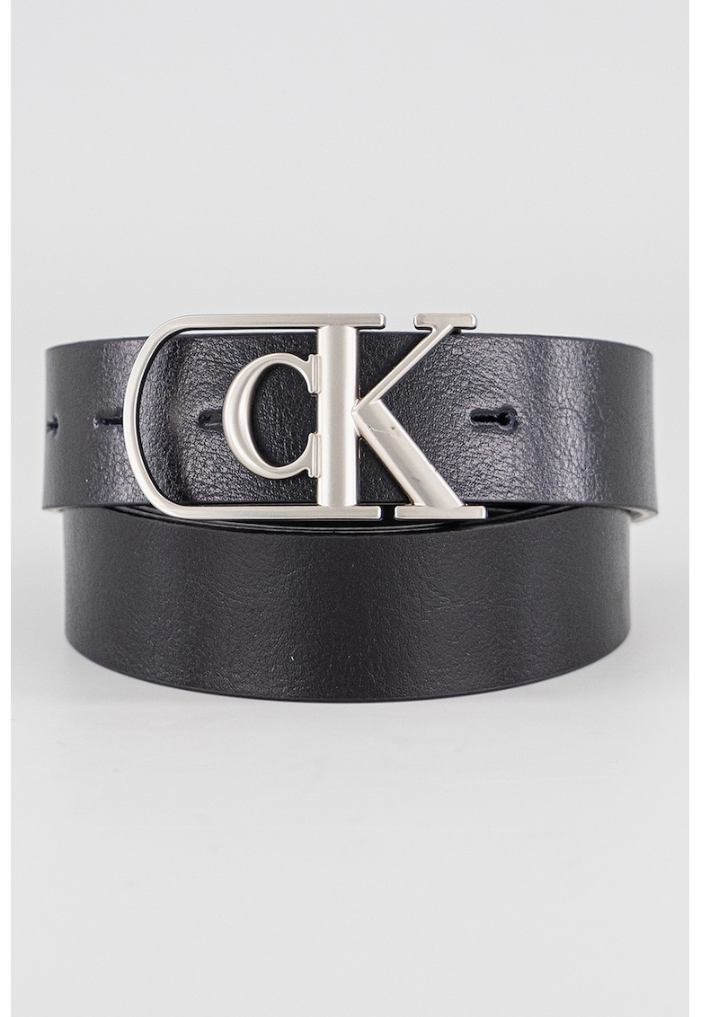 Curea de piele cu o catarama logo - Negru