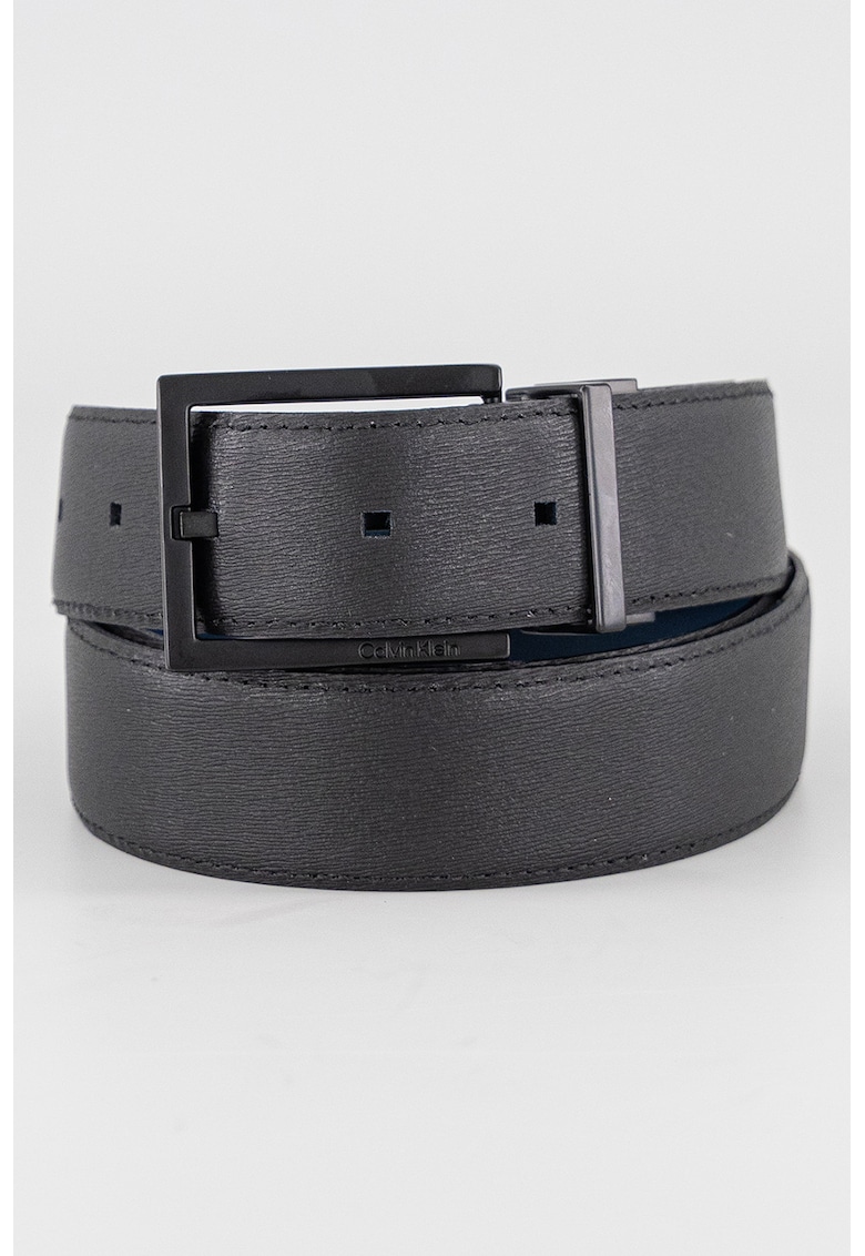 Curea uni de piele - Negru/Albastru inchis