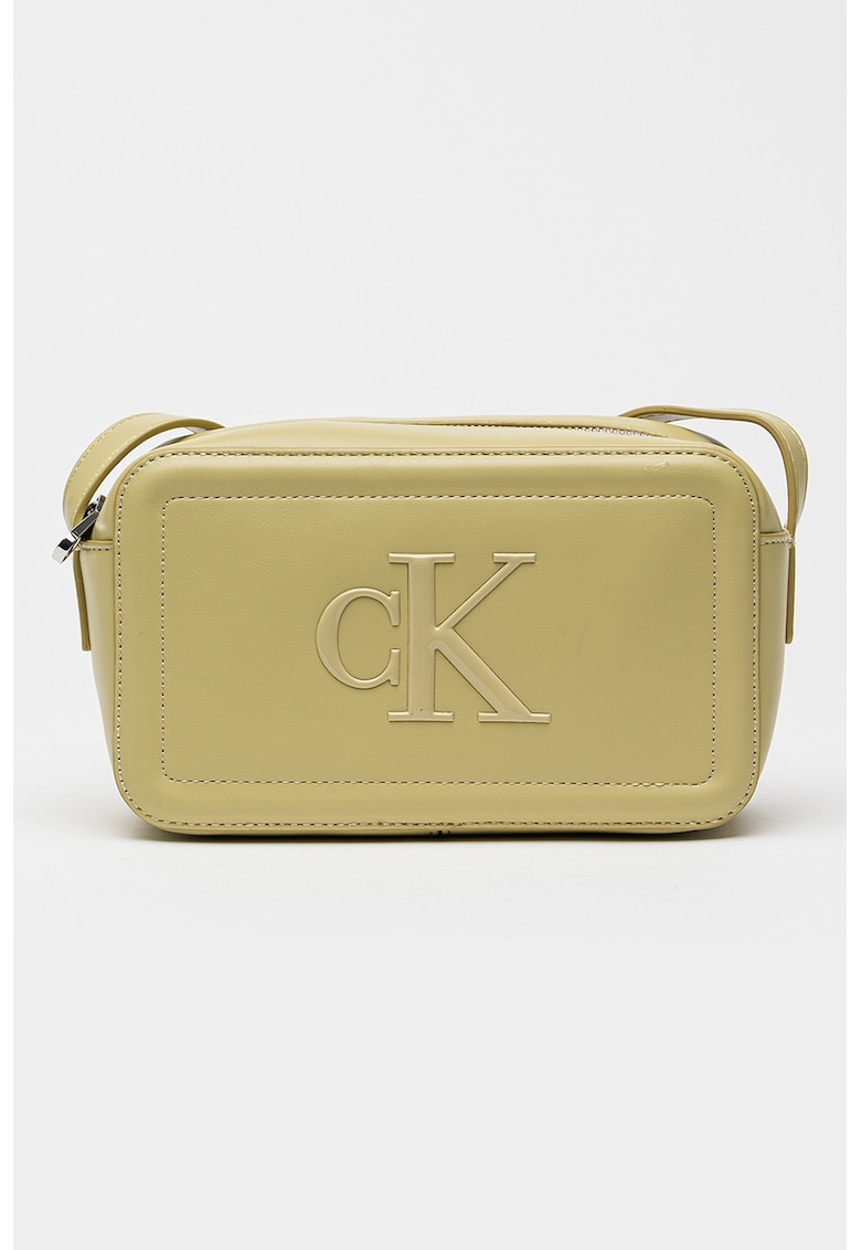 Geanta crossbody de piele ecologica cu logo in relief