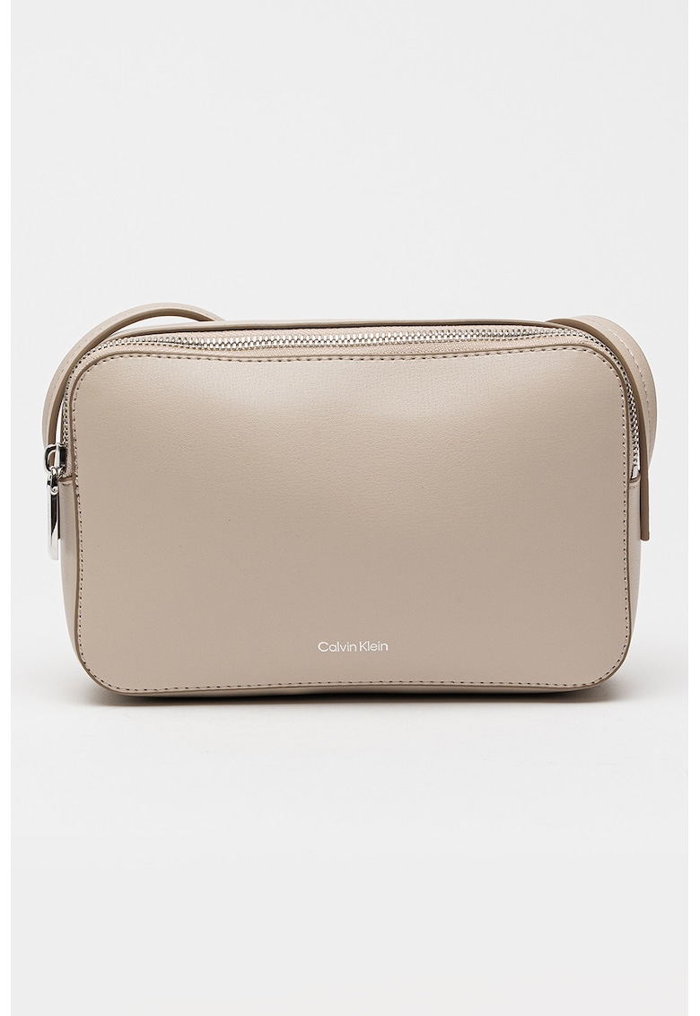 Geanta crossbody de piele ecologica cu bareta ajustabila - Bej deschis