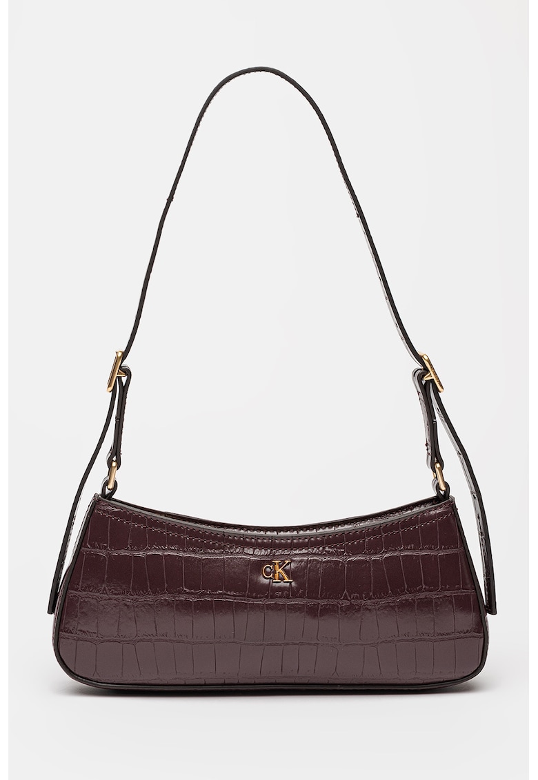 Geanta din piele ecologica cu bareta de umar si model piele de crocodil