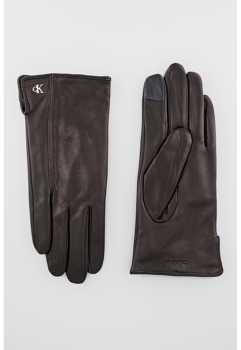 Manusi din piele cu detalii logo