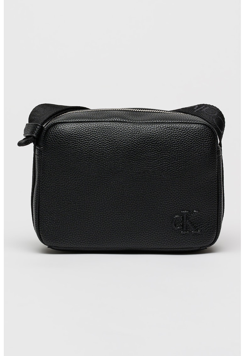 Geanta crossbody de piele ecologica cu logo in relief