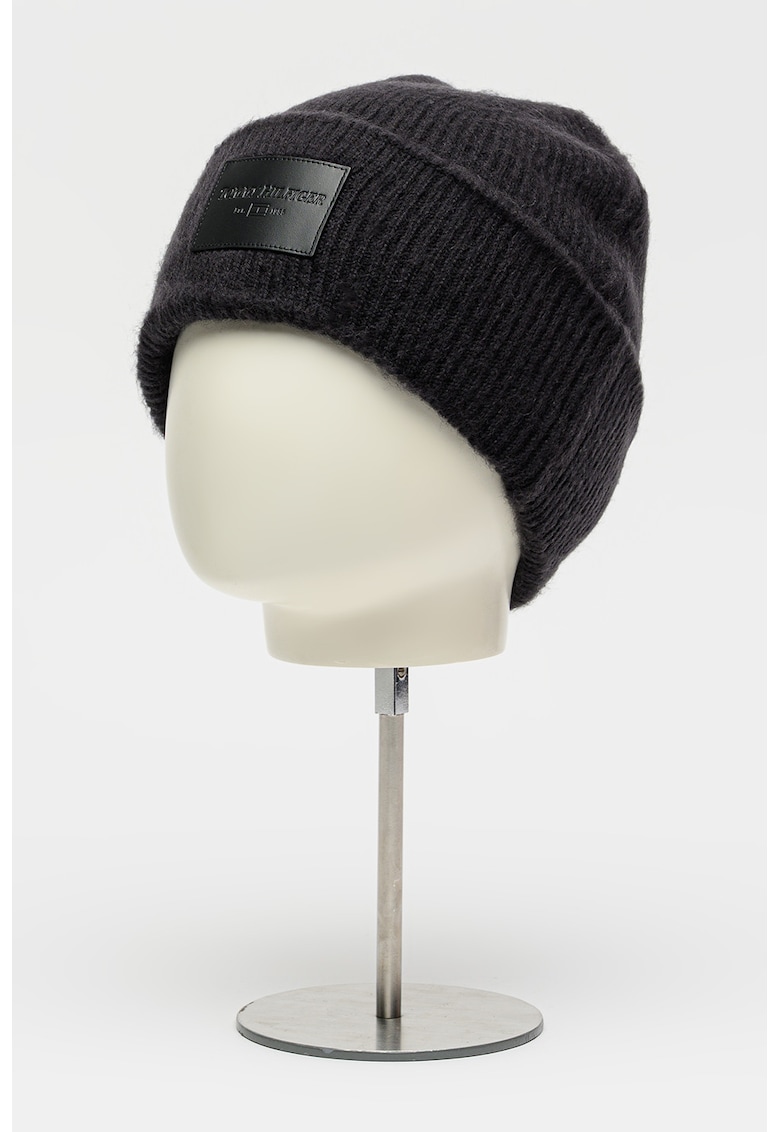 Caciula din amestec de lana cu aplicatie logo