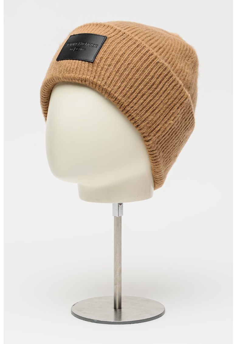 Caciula din amestec de lana cu aplicatie logo