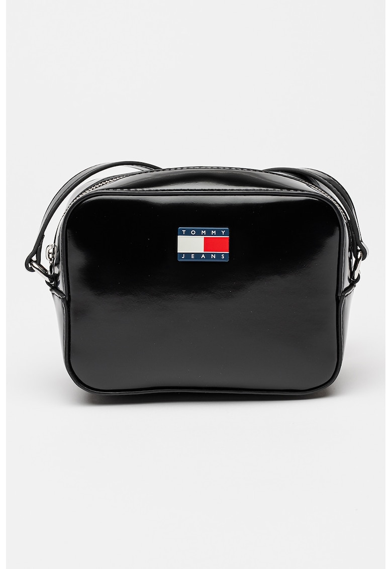 Geanta crossbody cu aspect lacuit