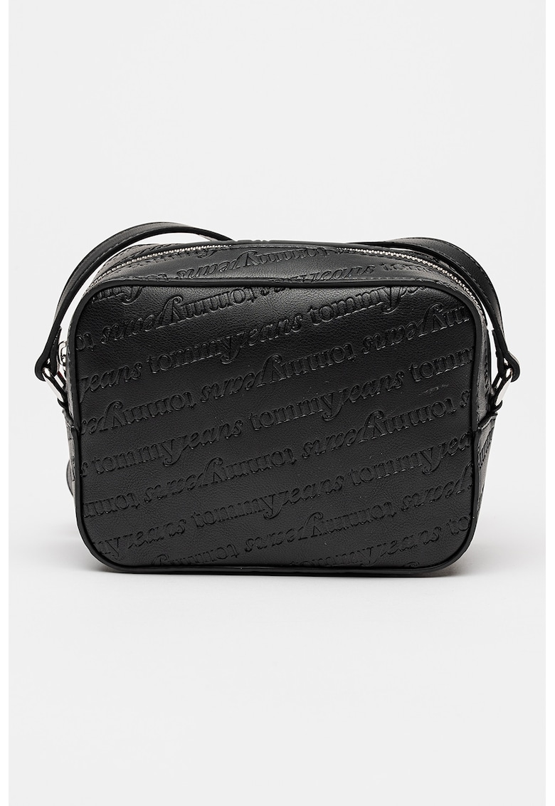 Geanta crossbody cu logo stantat - Negru