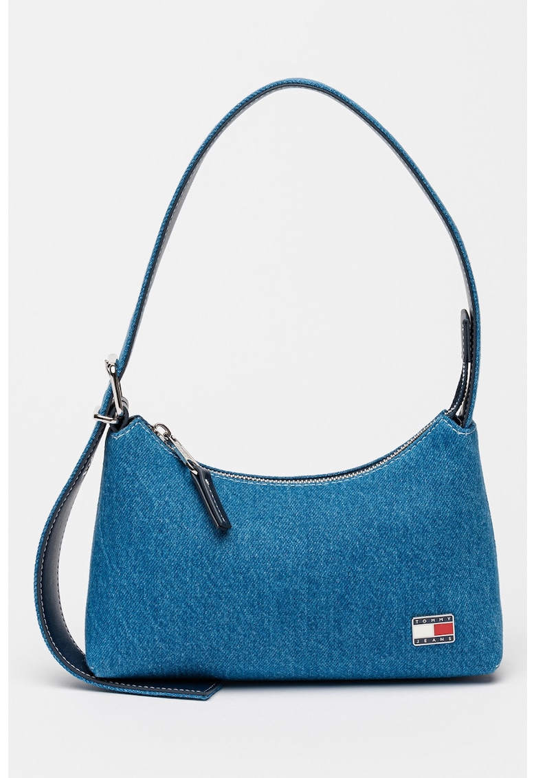 Geanta din denim cu bareta de umar si logo