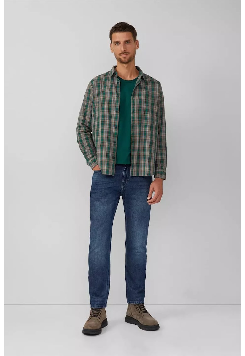 Bluza de bumbac cu decolteu la baza gatului - Verde aquamarin