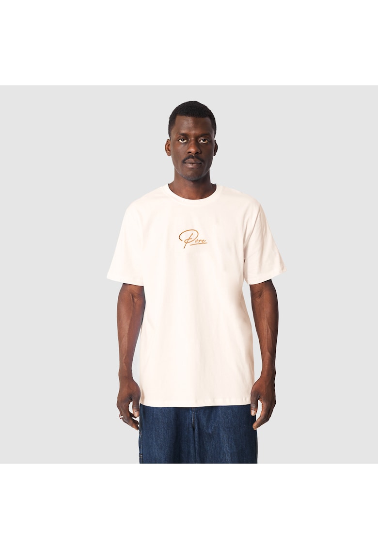 Porc Tricou unisex cu logo brodat - Crem