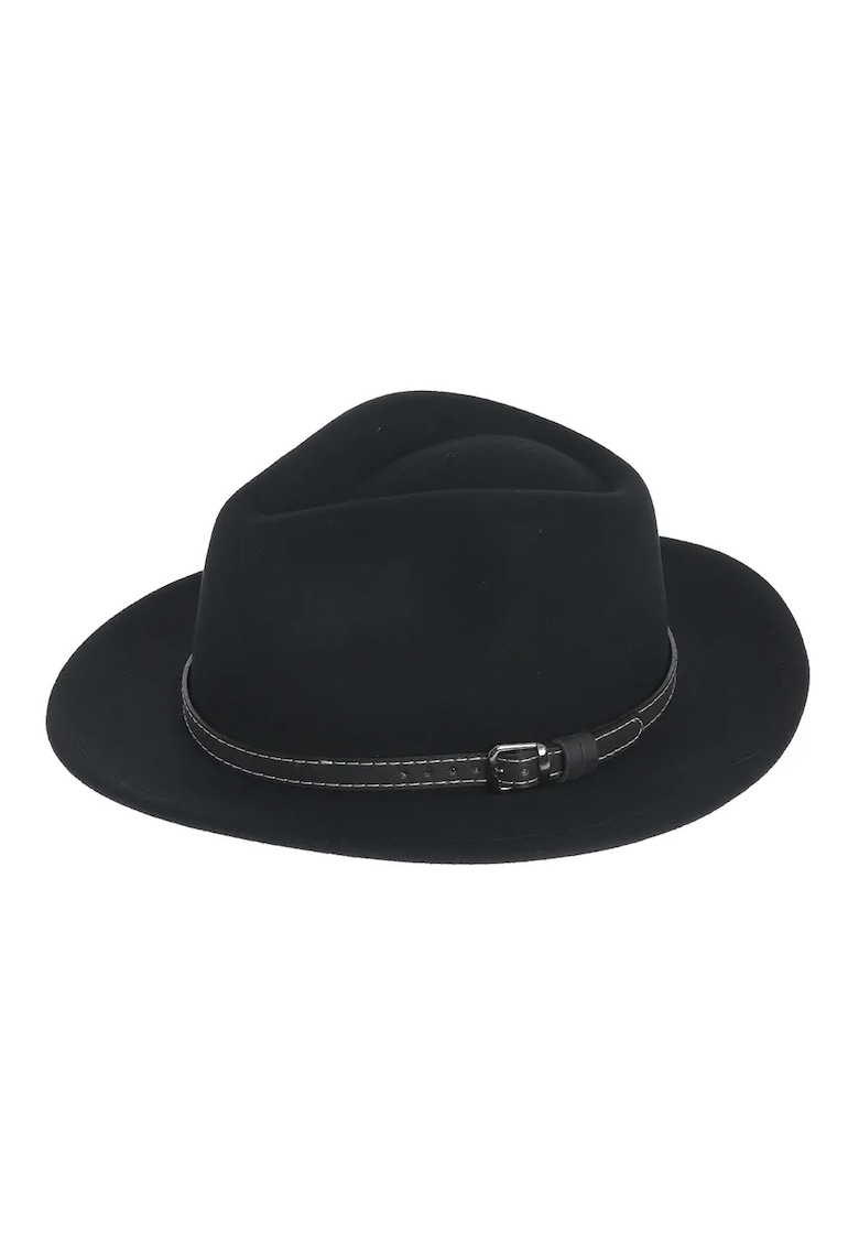 Palarie fedora neagra cu accesoriu tip curea - Paris