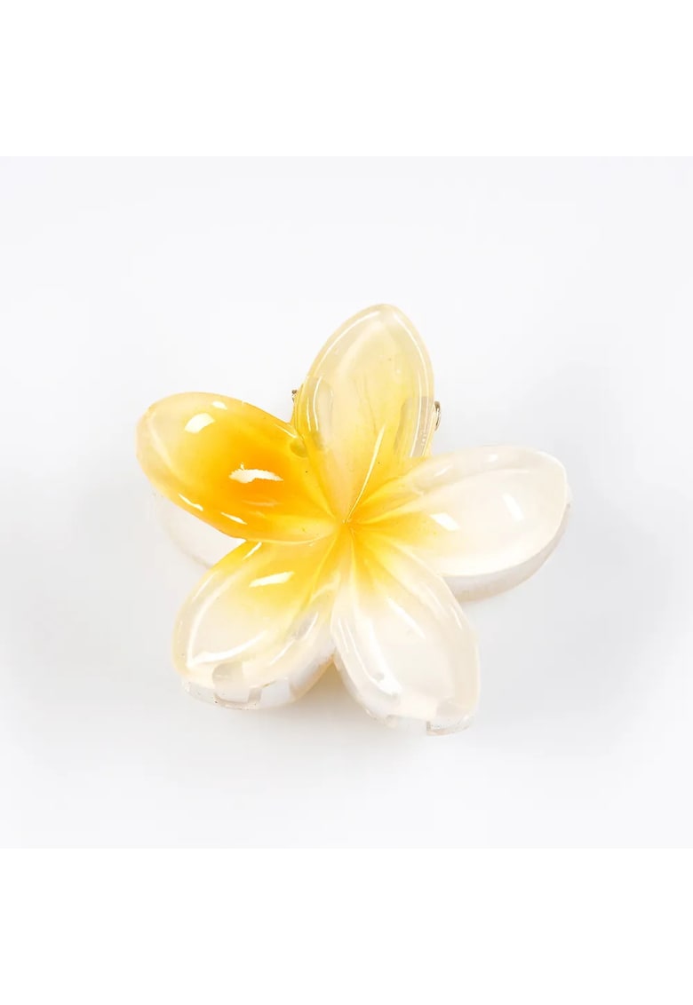 Cleste de par in forma de floare in nuante de alb si galben