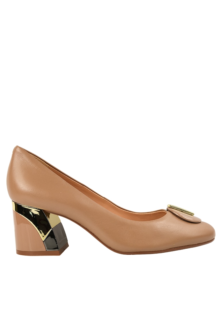 Pantofi eleganti - dama - 11804-561 bej - piele intoarsa - toc